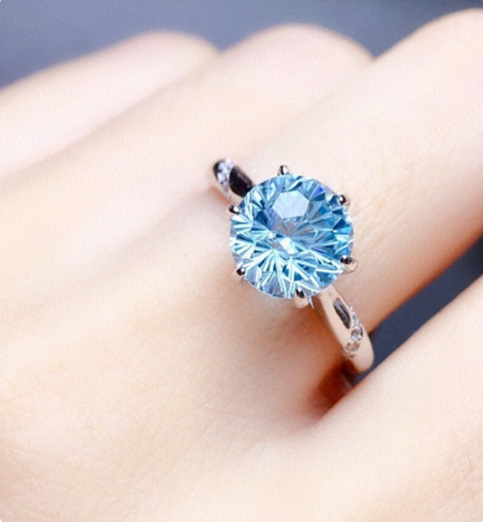 Bague femme argentée, saphir, ajustable – Vente Flash Bijoux