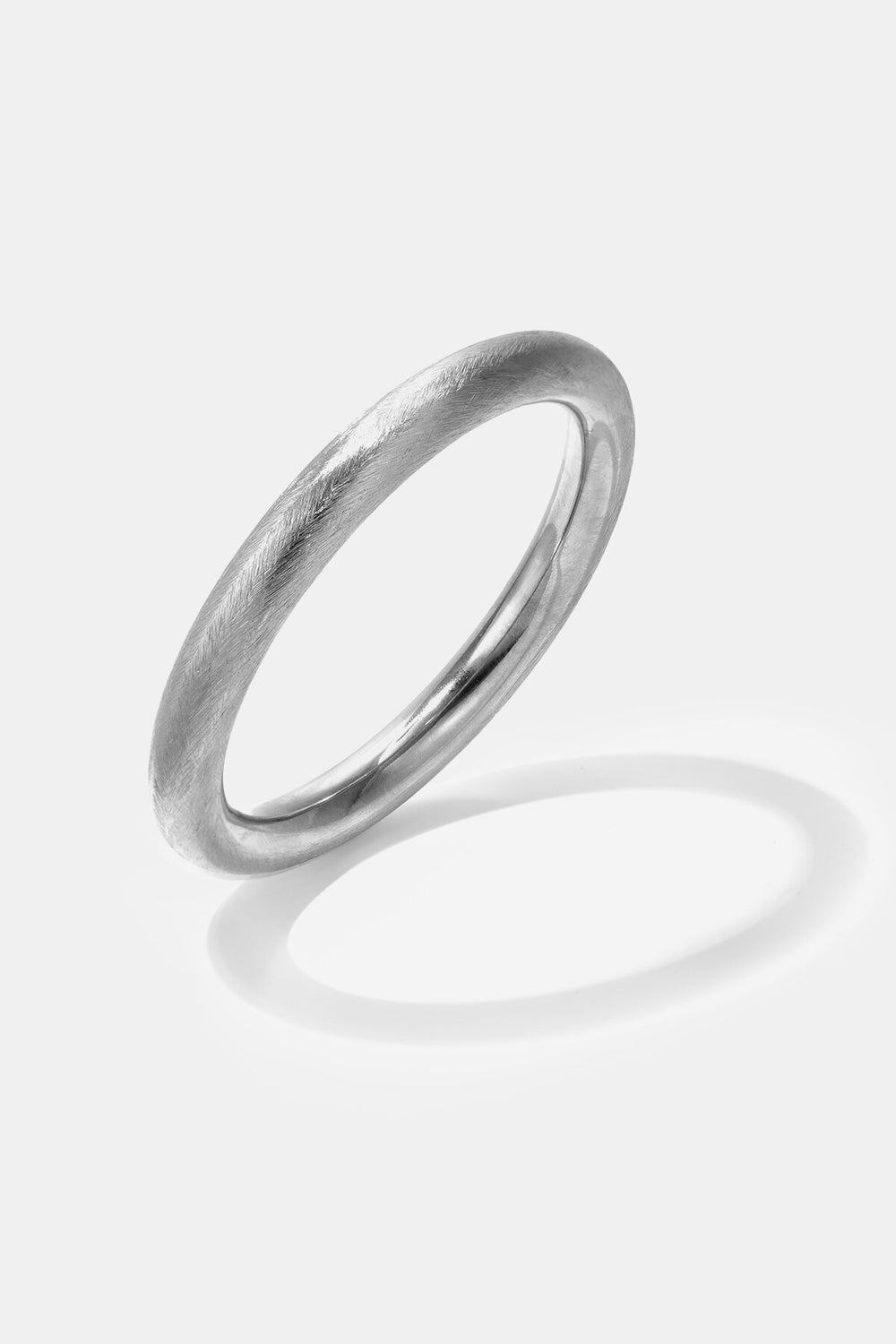 Bracelet jonc massif texturé argenté Lumé en acier inoxydable
