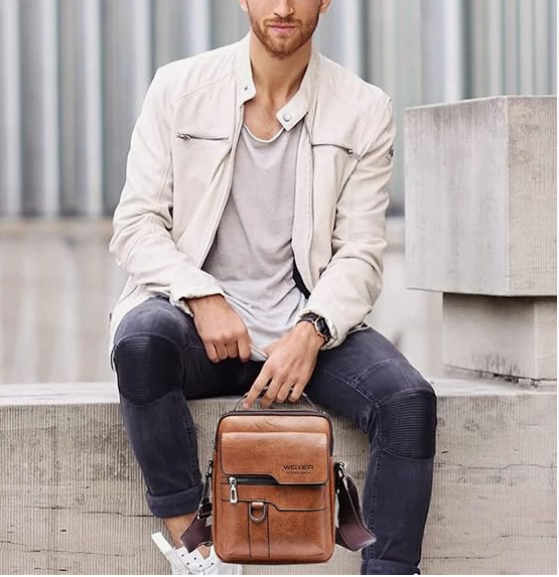 Sac homme bandoulière, en cuir – Vente Flash Bijoux