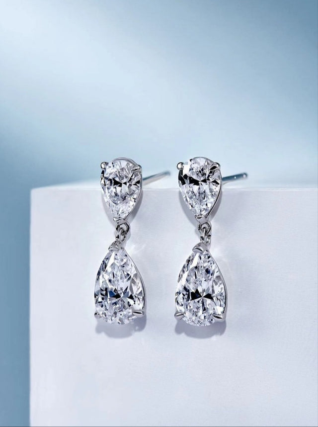 Boucles d'oreilles argentées, zircon cubique, minimaliste – Vente Flash Bijoux