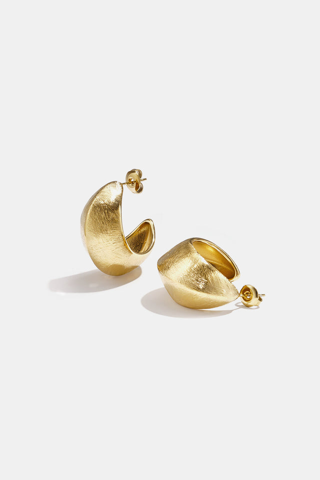 Boucles d’oreilles bombées texturées dorées Lumé en acier inoxydable