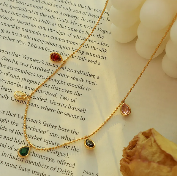 Collier femme doré, goutte, zircon cubique – Vente Flash Bijoux
