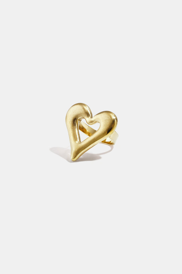 Bague cœur dorée ajourée Lumé en acier inoxydable