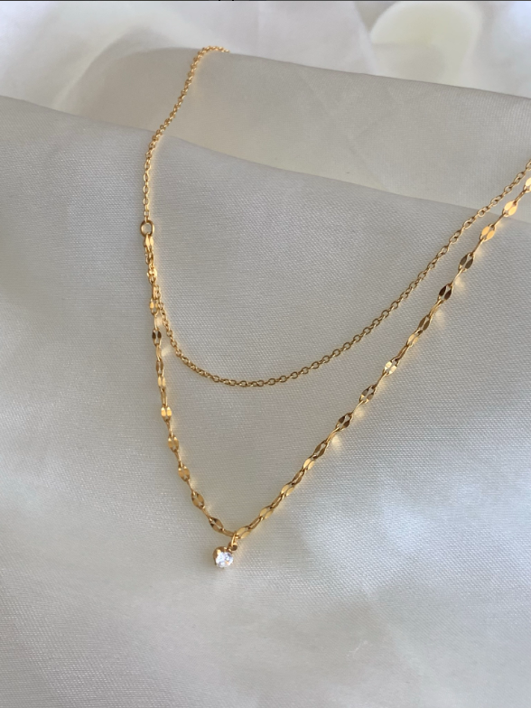 Collier femme doré, chaîne, zircon cubique – Vente Flash Bijoux