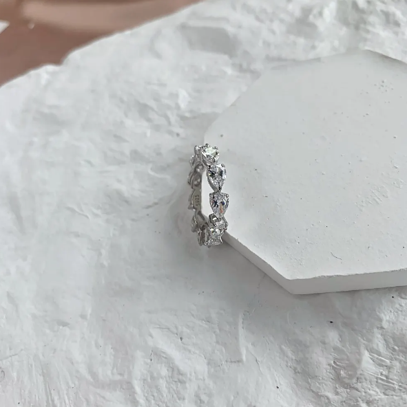Bague femme argentée, zircon cubique, anneau classique– Vente Flash Bijoux