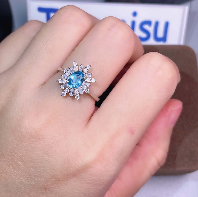 Bague femme argentée, topaze, raffiné – Vente Flash Bijoux