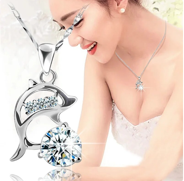 Collier femme argenté, zircon cubique – Vente Flash Bijoux
