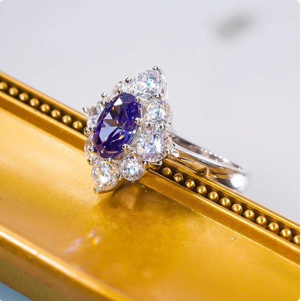 Bague femme argentée, solitaire, saphir – Vente Flash Bijoux