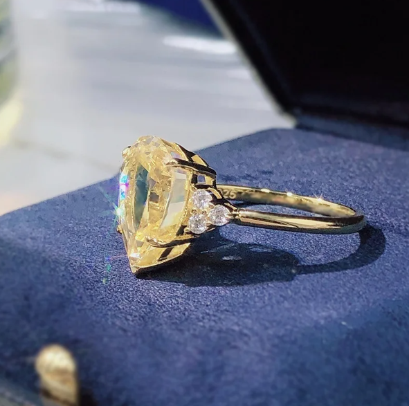 Bague femme dorée, solitaire, citrine – Vente Flash Bijoux