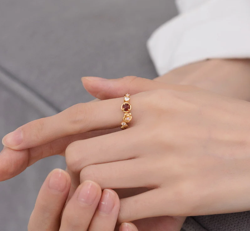 Bague femme dorée, zircon cubique, ajustable – Vente Flash Bijoux