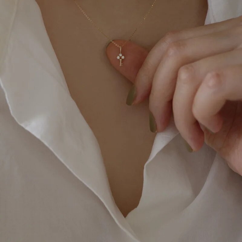 Collier femme doré, pendentif clé d'amour– Vente Flash Bijoux