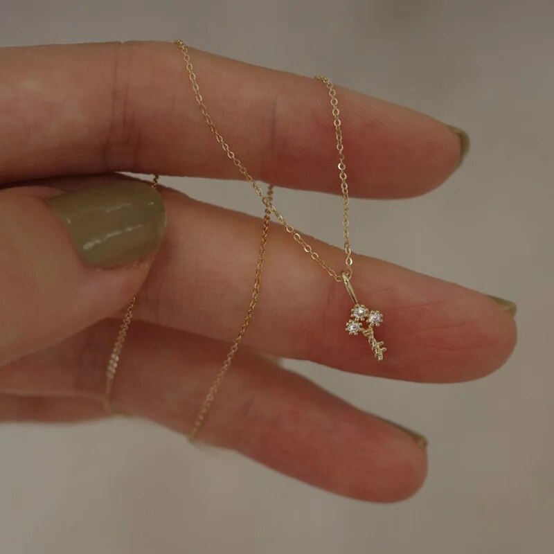 Collier femme doré, pendentif clé d'amour– Vente Flash Bijoux