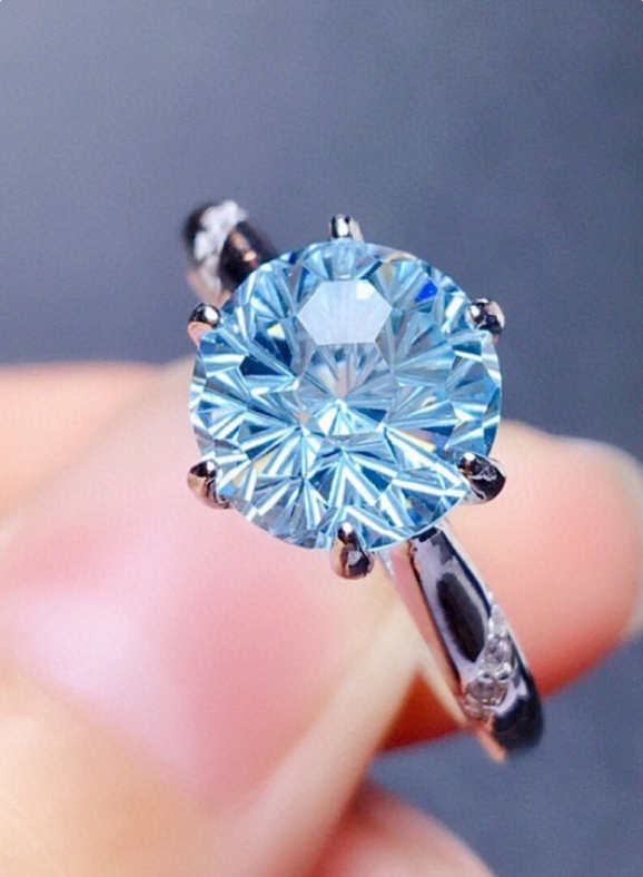 Bague femme argentée, saphir, ajustable – Vente Flash Bijoux
