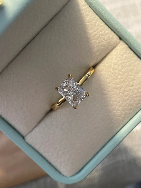 Bague femme dorée ou argentée, solitaire, moissanite – Vente Flash Bijoux