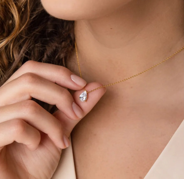 Collier femme doré, zircon cubique, chic, tendance – Vente Flash Bijoux