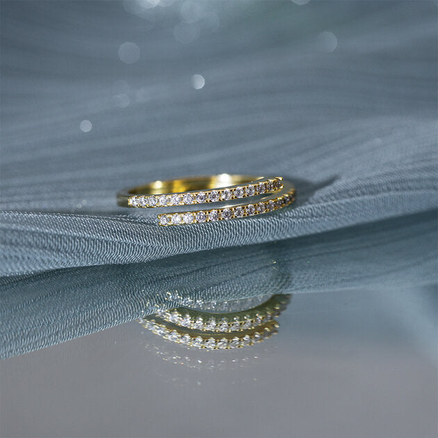 Bague femme dorée ou argentée, zircon cubique, ajustable, raffiné – Vente Flash Bijoux