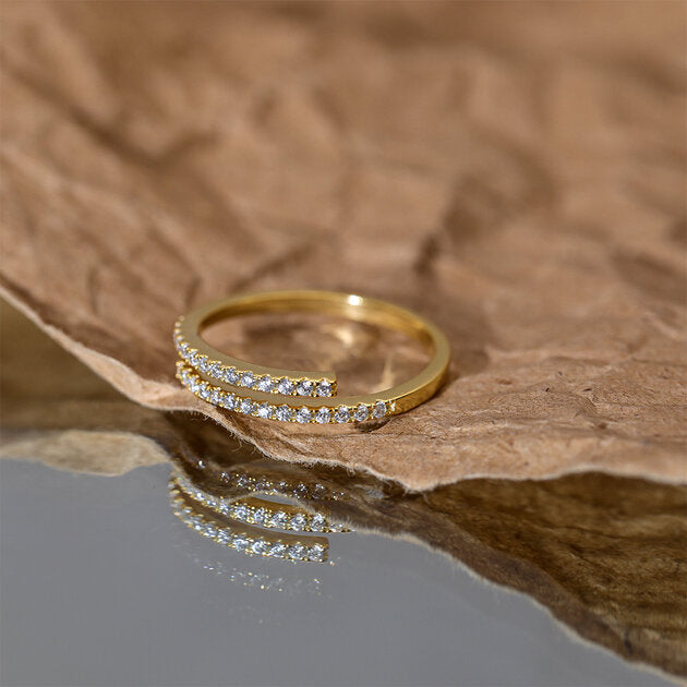 Bague femme dorée ou argentée, zircon cubique, ajustable, raffiné – Vente Flash Bijoux