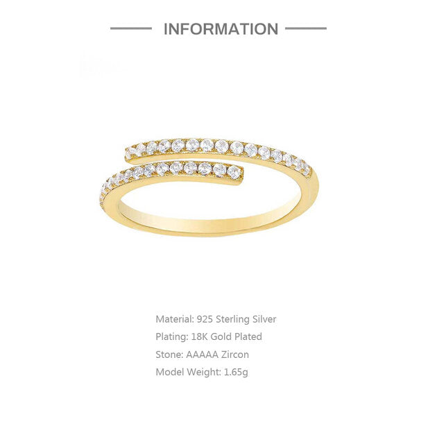 Bague femme dorée ou argentée, zircon cubique, ajustable, raffiné – Vente Flash Bijoux