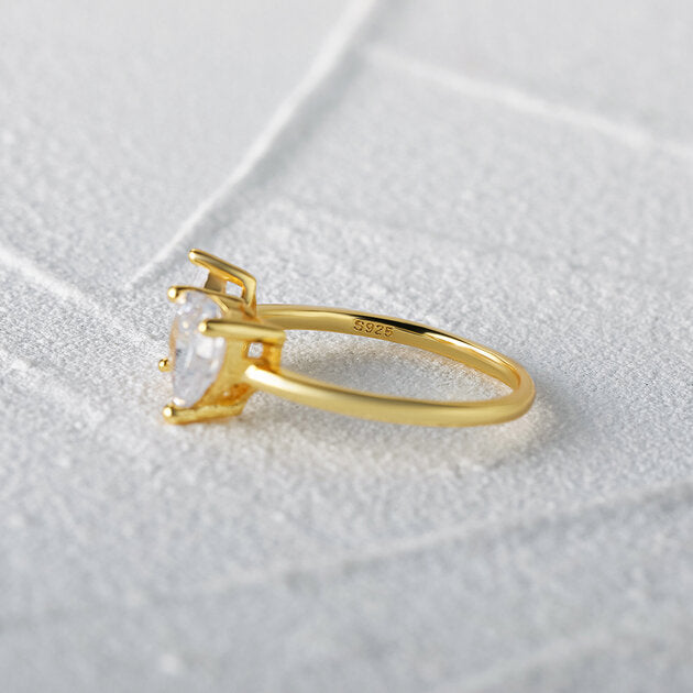 Bague femme dorée, goutte, zircon cubique, ajustable – Vente Flash Bijoux