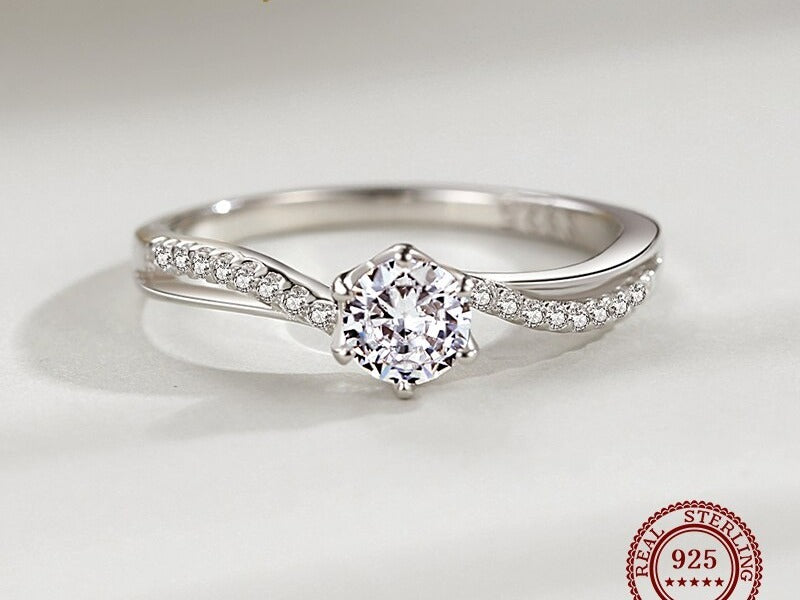 Bague femme argentée, zircon cubique, raffiné, intemporel – Vente Flash Bijoux