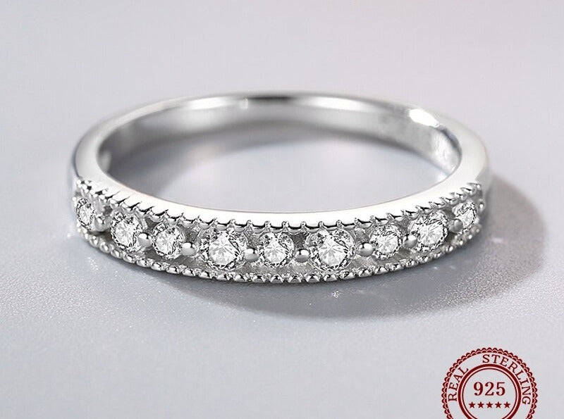 Bague femme argentée, zircon transparent, halo scintillant– Vente Flash Bijoux