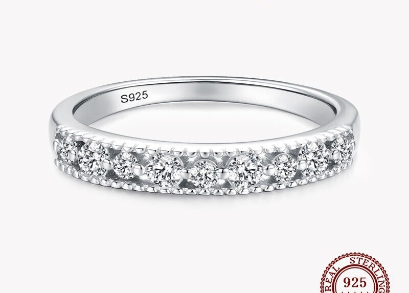 Bague femme argentée, zircon transparent, halo scintillant– Vente Flash Bijoux