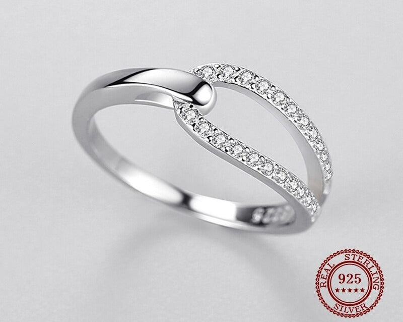 Bague femme argentée, zircon cubique, romantique, délicat – Vente Flash Bijoux