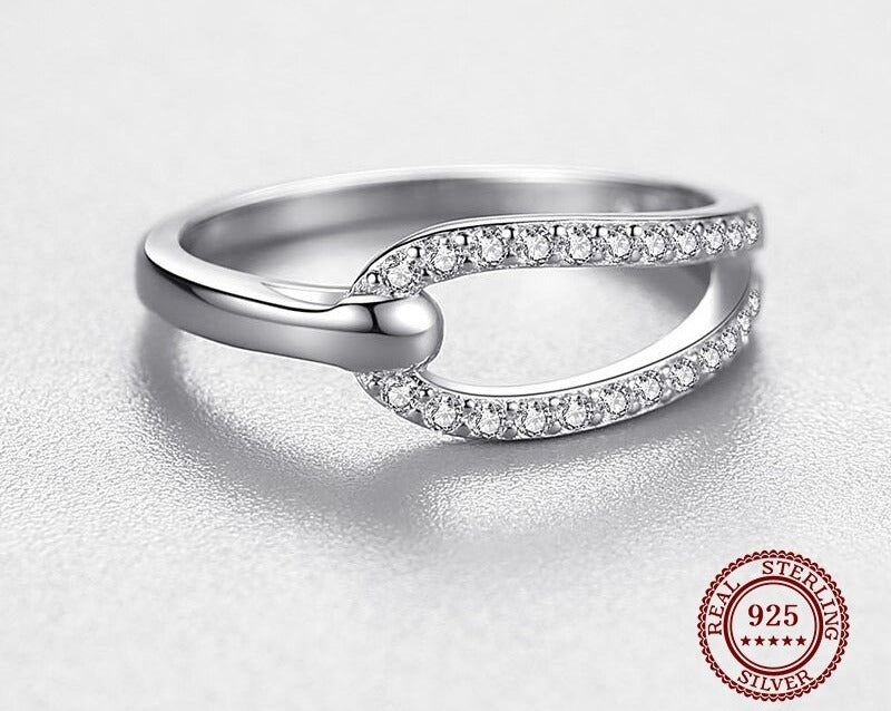 Bague femme argentée, zircon cubique, romantique, délicat – Vente Flash Bijoux