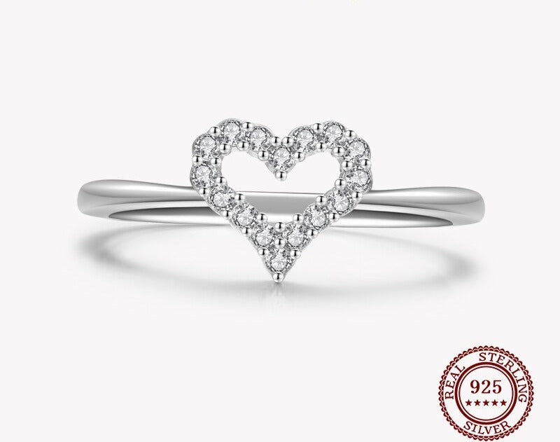 Bague femme argentée, cœur, zircon cubique – Vente Flash Bijoux