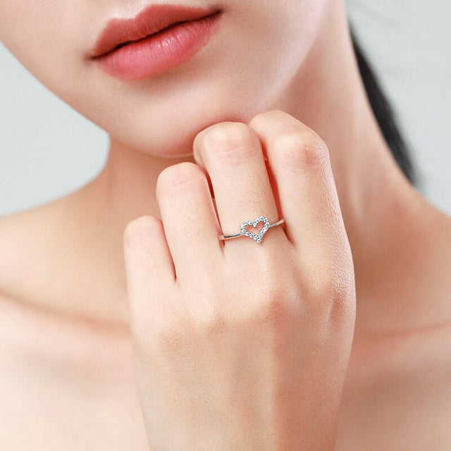Bague femme argentée, cœur, zircon cubique – Vente Flash Bijoux
