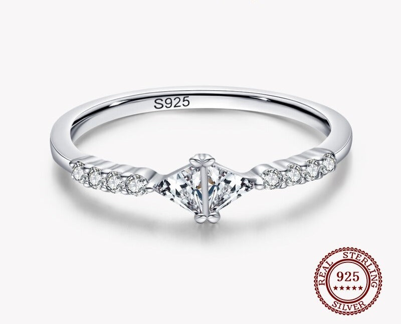 Bague femme argentée, zircon cubique, raffiné, minimaliste – Vente Flash Bijoux