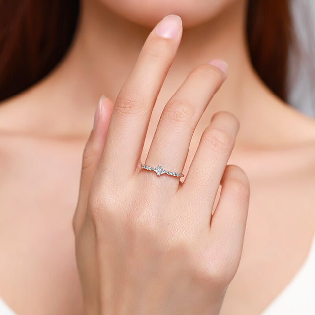 Bague femme argentée, zircon cubique, raffiné, minimaliste – Vente Flash Bijoux