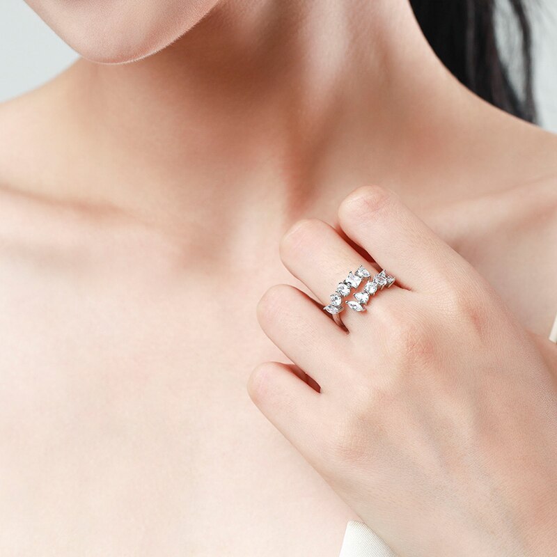 Bague femme argentée, zircon cubique, ajustable, intemporel – Vente Flash Bijoux