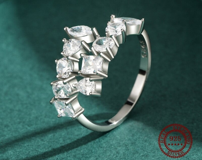 Bague femme argentée, zircon cubique, ajustable, intemporel – Vente Flash Bijoux