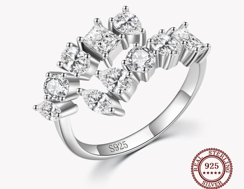 Bague femme argentée, zircon cubique, ajustable, intemporel – Vente Flash Bijoux