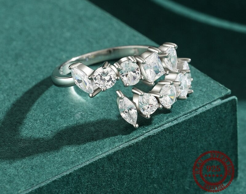 Bague femme argentée, zircon cubique, ajustable, intemporel – Vente Flash Bijoux