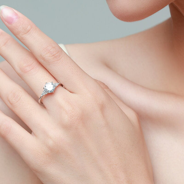 Bague femme argentée, solitaire, zircon cubique – Vente Flash Bijoux
