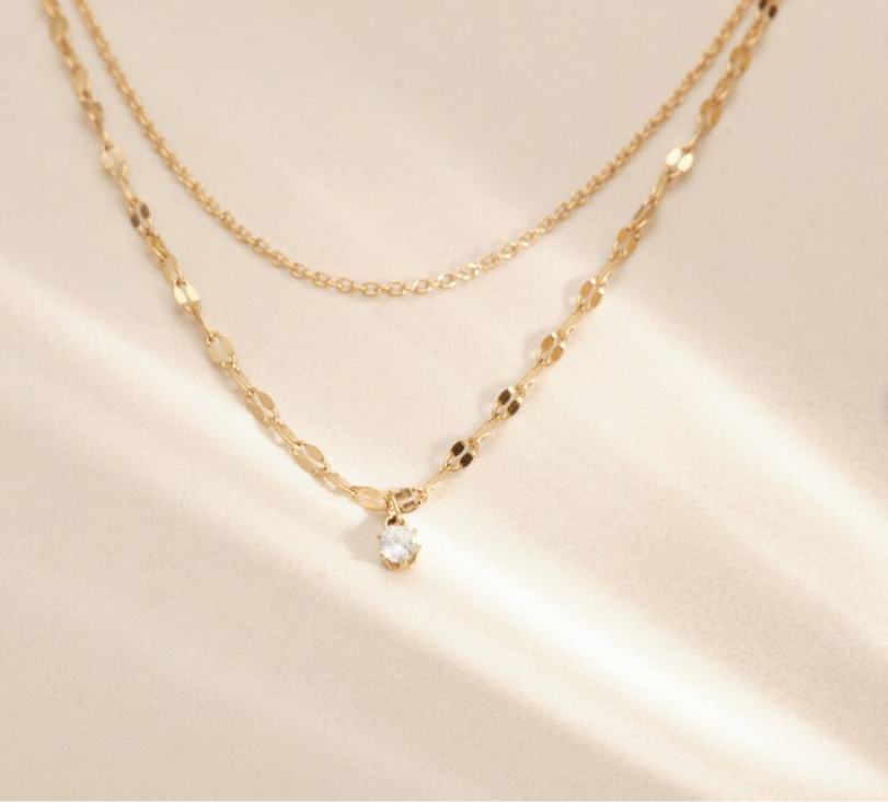 Collier femme doré, chaîne, zircon cubique – Vente Flash Bijoux