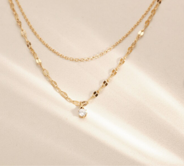 Collier femme doré, chaîne, zircon cubique – Vente Flash Bijoux