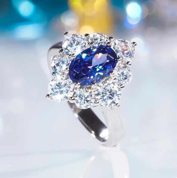 Bague femme argentée, solitaire, saphir – Vente Flash Bijoux