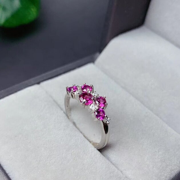 Bague femme argentée, grenat, ajustable – Vente Flash Bijoux