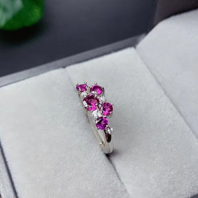 Bague femme argentée, grenat, ajustable – Vente Flash Bijoux