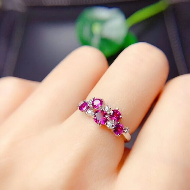 Bague femme argentée, grenat, ajustable – Vente Flash Bijoux