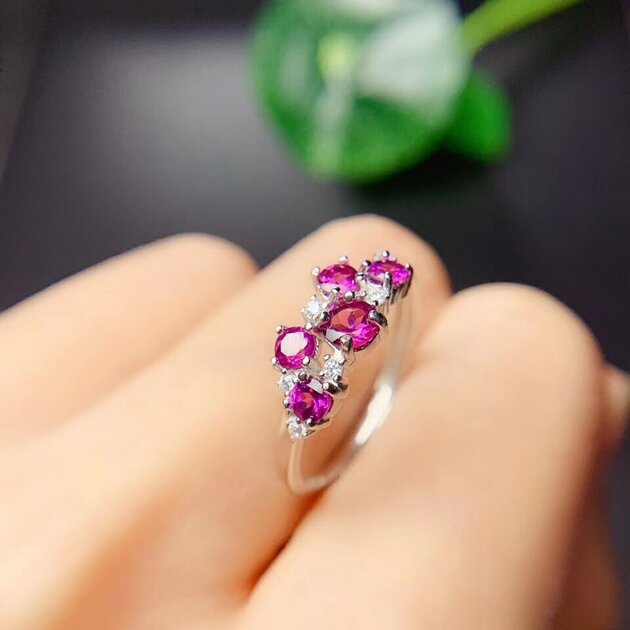 Bague femme argentée, grenat, ajustable – Vente Flash Bijoux