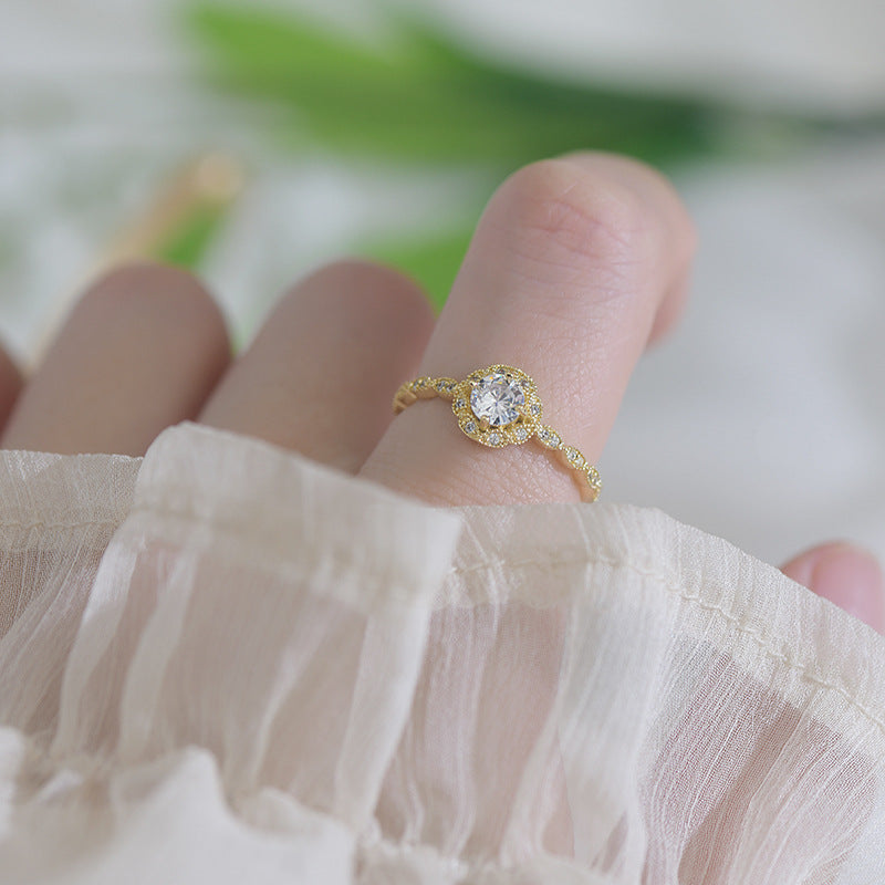 Bague femme dorée, zircon cubique, ajustable, raffiné, romantique – Vente Flash Bijoux