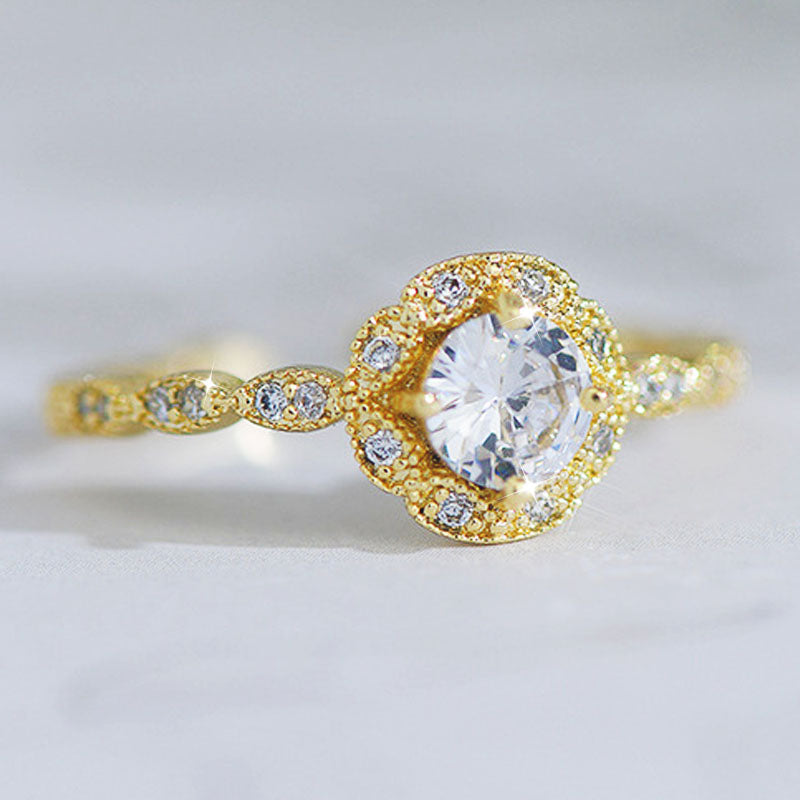 Bague femme dorée, zircon cubique, ajustable, raffiné, romantique – Vente Flash Bijoux