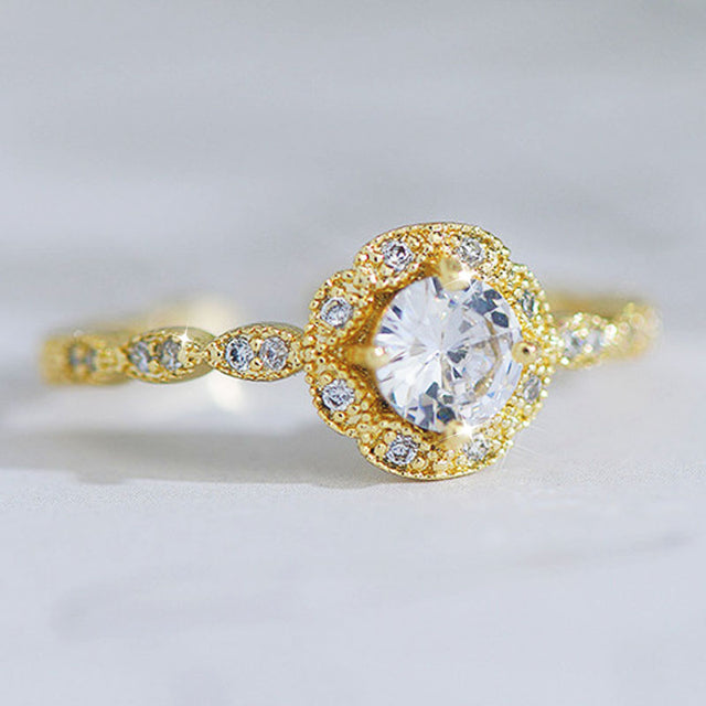 Bague femme dorée, zircon cubique, ajustable, raffiné, romantique – Vente Flash Bijoux