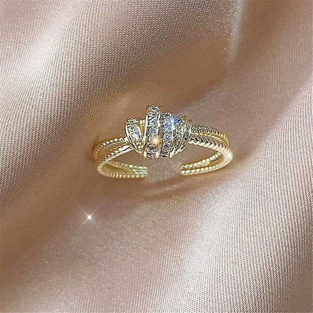Bague femme dorée, ajustable, raffiné, romantique – Vente Flash Bijoux