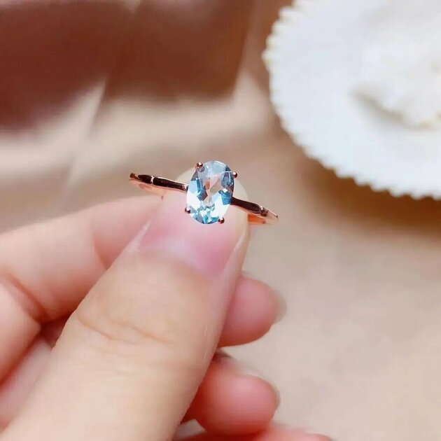 Bague femme argentée, aigue-marine – Vente Flash Bijoux