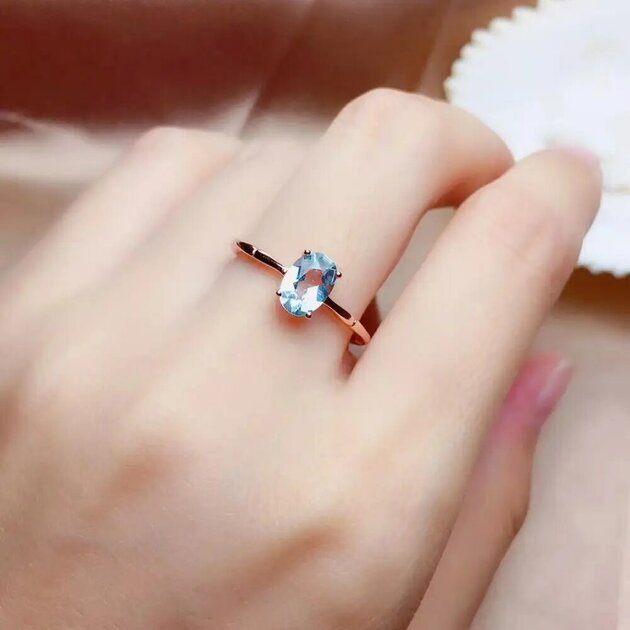 Bague femme argentée, aigue-marine – Vente Flash Bijoux